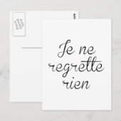 Je Ne Regrette Rien Postkarte (Vorne/Hinten)