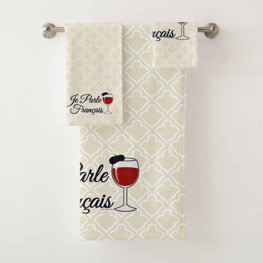 Je Parle Francais spreche ich Glasbarett des Badhandtuch Set (Insitu)