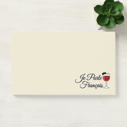 Je Parle Francais spreche ich Glasbarett des Post-it Klebezettel (Büro)