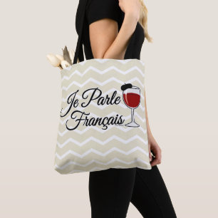 Je Parle Francais spreche ich Glasbarett des Tasche