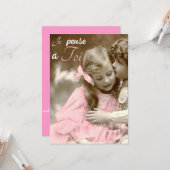 Je pense a Toi - Vintage Liebe Karte (Vorderseite/Rückseite Beispiel)