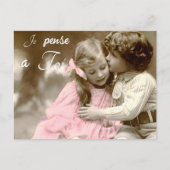 Je pense a Toi - Vintage Liebe Postkarte (Vorderseite)