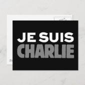 Je Suis Charlie - Ich bin Charlie Black Postkarte (Vorne/Hinten)