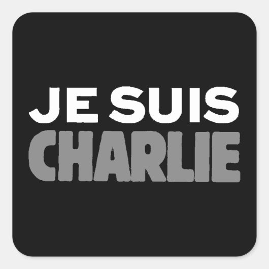 Je Suis Charlie - Ich bin Charlie Black Quadratischer Aufkleber (Vorderseite)