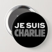 Je Suis Charlie - ich bin Charlie-Schwarzes Button (Vorne & Hinten)