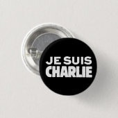 Je Suis Charlie-ICh morgens Charlie-Weiß auf Button (Vorne & Hinten)