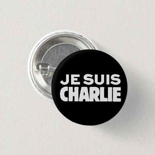 Je Suis Charlie-ICh morgens Charlie-Weiß auf Button (Vorne & Hinten)