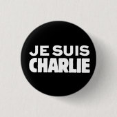 Je Suis Charlie-ICh morgens Charlie-Weiß auf Button (Vorderseite)