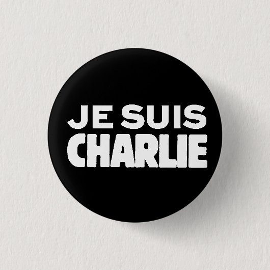 Je Suis Charlie-ICh morgens Charlie-Weiß auf Button (Vorderseite)