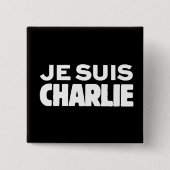 Je Suis Charlie-ICh morgens Charlie-Weiß auf Button (Vorderseite)