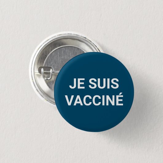 Je suis impfiné, aquamarin-blauweiße französische  button (Vorne & Hinten)