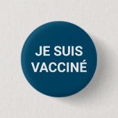 Je suis impfiné, aquamarin-blauweiße französische  button (Vorderseite)