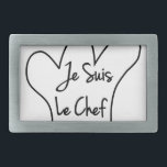 Je Suis Le Koch Rechteckige Gürtelschnalle<br><div class="desc">Koch Hut,  toque blanche,  Cartoon Stil mit französischem Text.</div>