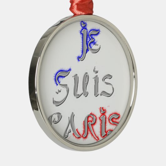 Je Suis Paris I Liebe Paris Textkunst drucken Ornament Aus Metall (Rechts)