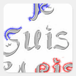 Je Suis Paris I Liebe Paris Textkunst drucken Quadratischer Aufkleber