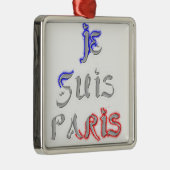Je Suis Paris I Liebe Paris Textkunst drucken Silbernes Ornament (Rechts)