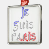 Je Suis Paris I Liebe Paris Textkunst drucken Silbernes Ornament (Links)