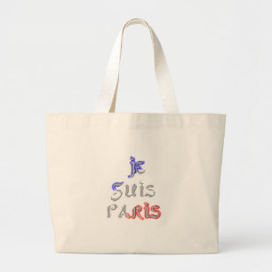 Je Suis Paris I Love Paris Text Kunst Druck Jumbo Stoffbeutel