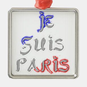 Je Suis Paris I Love Paris Text Kunst Druck Silbernes Ornament