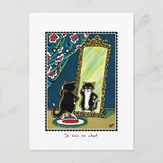 "Je suis un Chat" Cat Personalisiert Postkarte (Vorderseite)