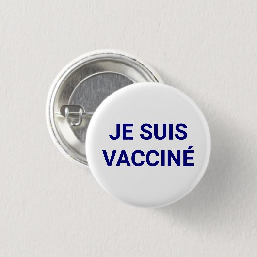 Je suis vacciné, blau-weiße französische Sprache Button (Vorne & Hinten)