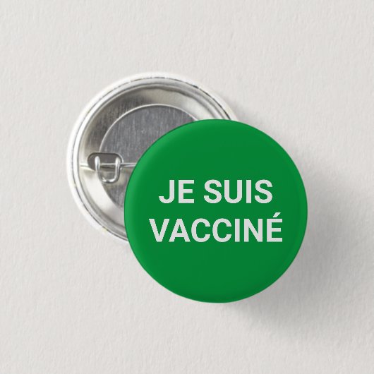 Je suis vacciné, grüne, weiße, französische Sprach Button (Vorne & Hinten)