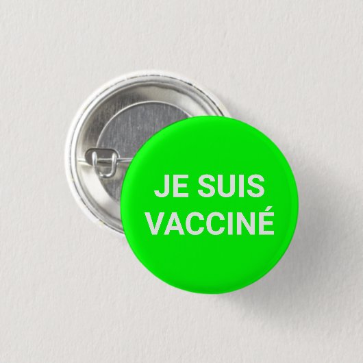 Je suis vacciné, neon-grüne französische Sprache Button (Vorne & Hinten)