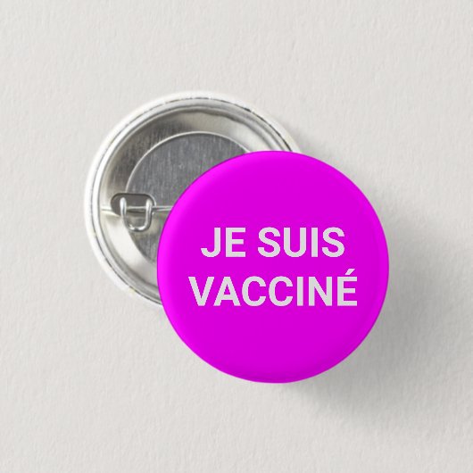 Je suis vacciné neon magenta pinkfarbene französis button (Vorne & Hinten)