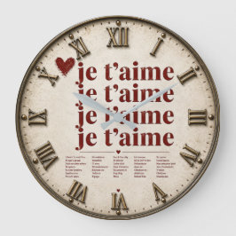Je T’aime in Many Languages Romantic Große Wanduhr