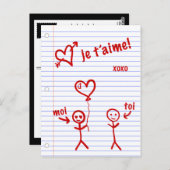 je t'aime croquis de cahier postkarte (Vorne/Hinten)