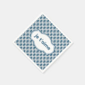 Je T'aime Elegant French Tapestry Blue White Serviette (Ecke)