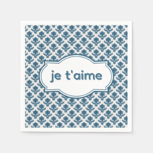 Je T'aime Eleganter französischer Teppich Blau Wei Serviette