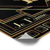 Je T'aime Französisch Art Deco schwarz und Gold 20 Poster (Ecke)