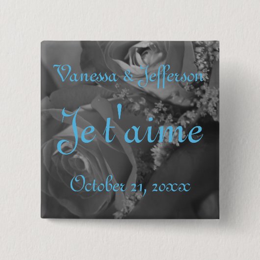 "Je t'aime" (Französisch - "Ich Liebe dich.") Button (Vorderseite)