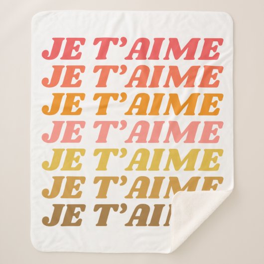 Je T'aime Französisch Liebe Sprichwort Retro Typog Sherpadecke (Vorderseite)