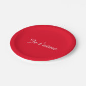 Je taime I Liebe Sie Niedlich Französisch Rot Pappteller (Schrägansicht)