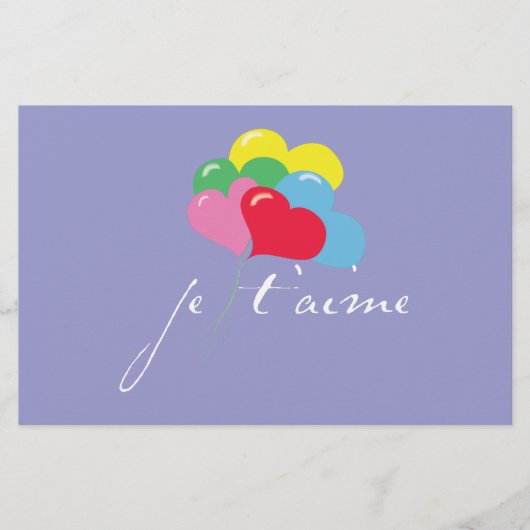Je' taime (Ich Liebe dich) Briefpapier (Vorderseite)