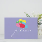 Je' taime (Ich Liebe dich) Briefpapier (Stehend Vorderseite)