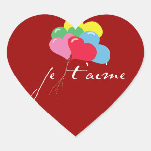 Je' taime (Ich Liebe dich) Herz-Aufkleber
