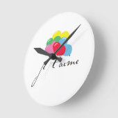 Je' taime (Ich Liebe dich) Runde Wanduhr (Winkel)