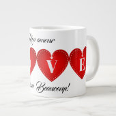 Je T'Aime Mon Amour Valentine Red Heart Romantic Jumbo-Tasse (Vorderseite Rechts)