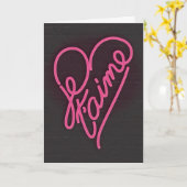 Je t'aime Neon Sign Valentinstag Grußkarte Karte (Gelbe Blume)
