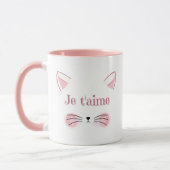 Je taime Niedlich Pink Cat Face Kaffee Tasse (Links)