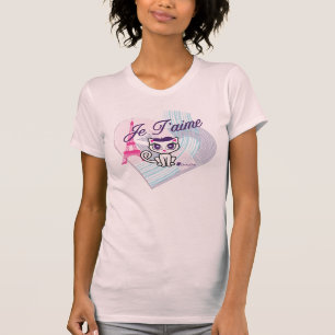 Je T'aime niedlicher Katzen-T - Shirt durch