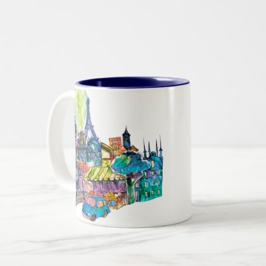 Je T'aime Paris | Eiffelturm Paris Zweifarbige Tasse (Vorderseite Links)