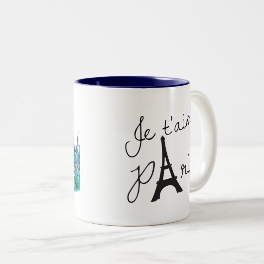Je T'aime Paris | Eiffelturm Paris Zweifarbige Tasse (VorderseiteRechts)