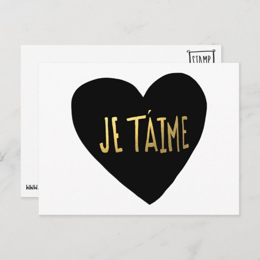 Je T'aime Postkarte (Vorne/Hinten)