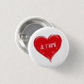 Je T'Aime Rotes Herz Romantisches Französisches Li Button (Vorne & Hinten)