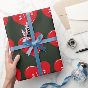 Je T'Aime Rotes Herz Romantisches Französisches Li Geschenkpapier