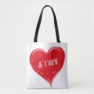 Je T'Aime Rotes Herz Romantisches Französisches Li Tasche